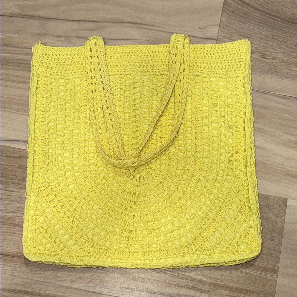Yellow Crochet Tote Bag